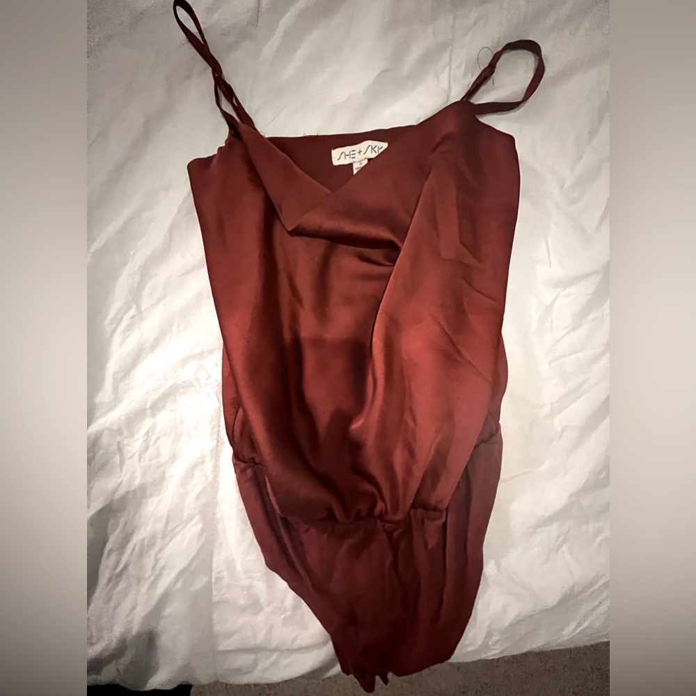 BRAND NEW Rust Cowl Neck bodysuit